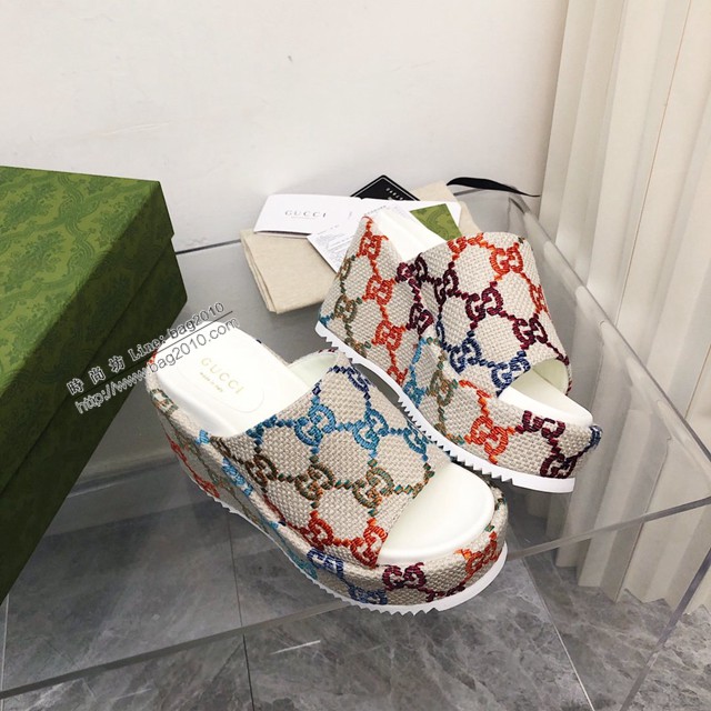 Gucci/Summer最新限量厚底拖鞋 gucci古馳新顏色拖鞋 dx3536
